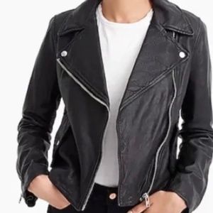 JCrew Collection washed leather motorcycle jacket